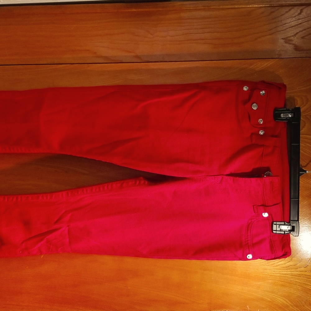Red straight leg True Religion Jeans